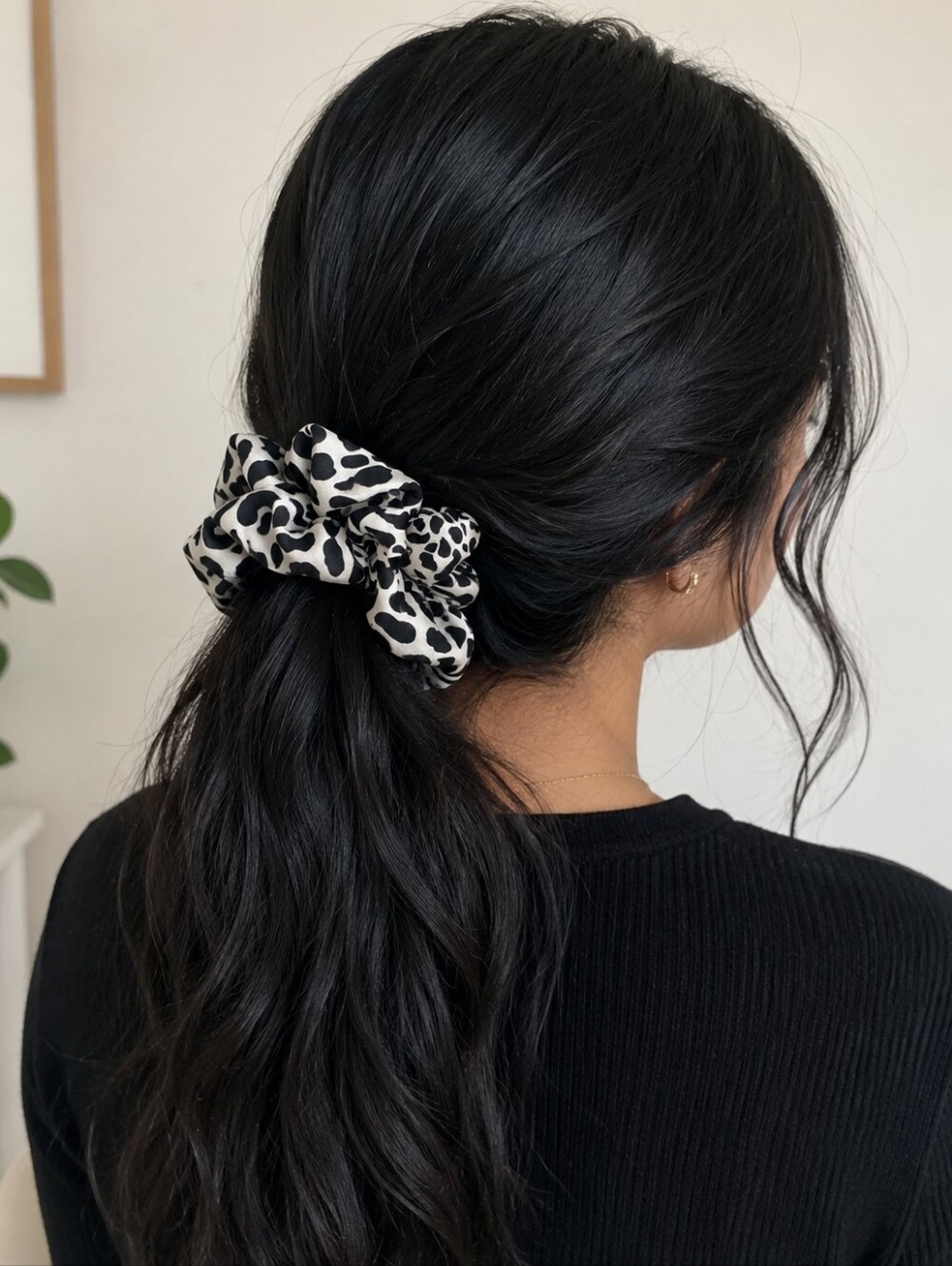 Animal Print Black & White Scrunchie